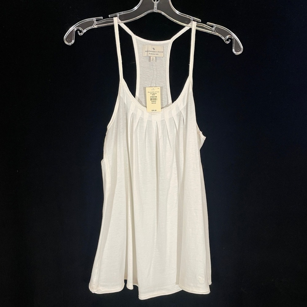 Vintage Y2K Abercrombie & Fitch White Pleated Racerback Tank Top NWT M